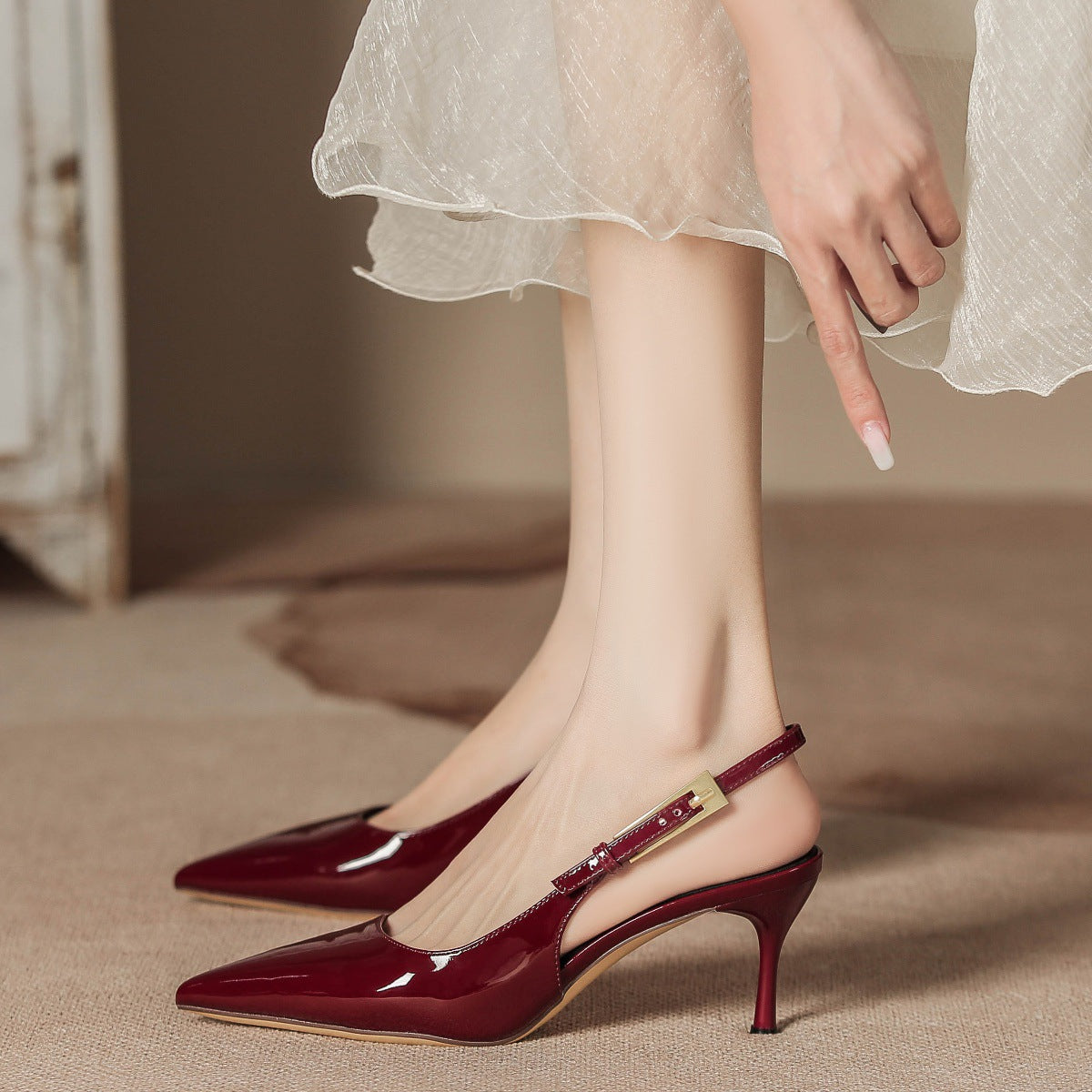 Women’s Red Patent Stiletto Ankle Strap Heels