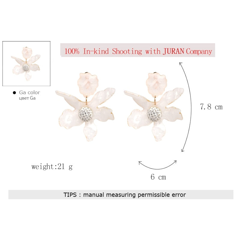 Luxury Resin Flower Statement Drop Earrings