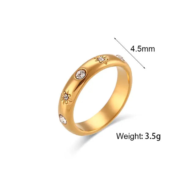 18K Gold Plated Pearl Rings For Women Waterproof Jewelry