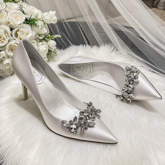 Wedding  crystal bridal shoes  bridesmaid shoes white high heels