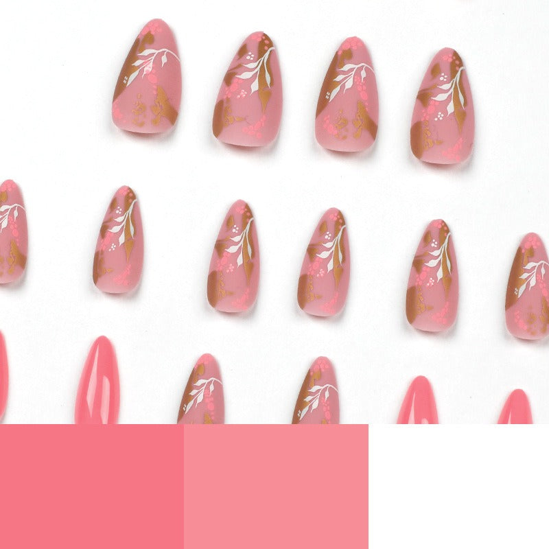 Manicure Wearable Nails Pink Nails Art Stickers White Flower