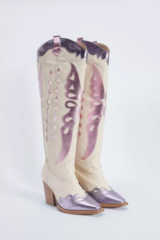 Women's shoes multi colored  Long Boots Cowboy