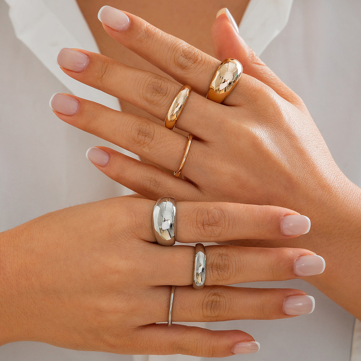 Fashion alloy rings 3-piece set with smooth ring set