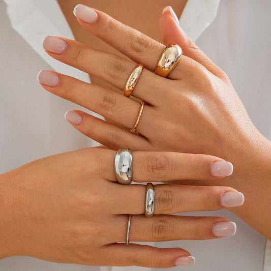 Fashion alloy rings 3-piece set with smooth ring set