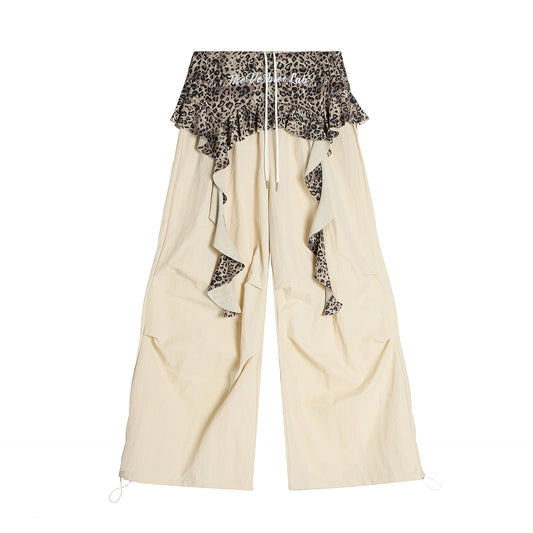 Retro spicy girl leopard print paratrooper pants for women