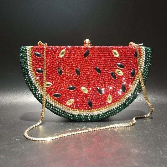 Watermelon Crystal Diamond Evening Women Rhinestone  Handbag Purse