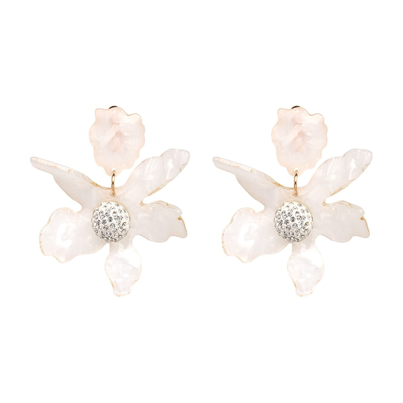 Luxury Resin Flower Statement Drop Earrings
