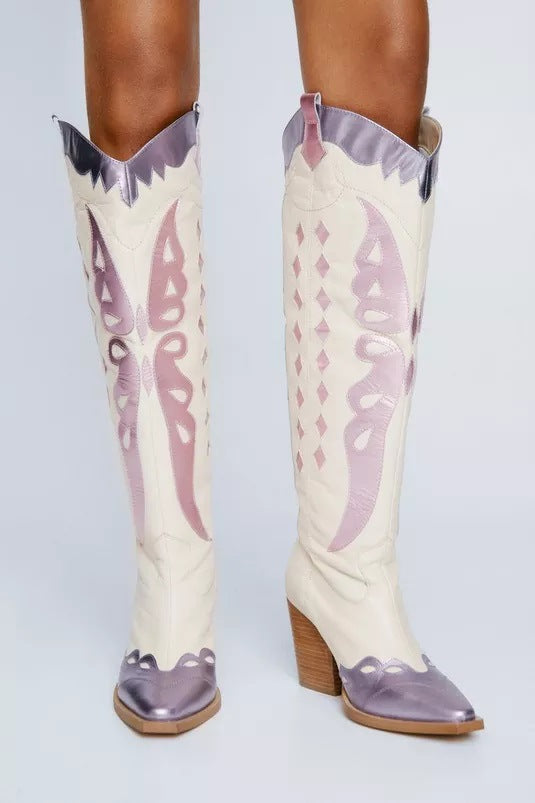 Women's shoes multi colored  Long Boots Cowboy