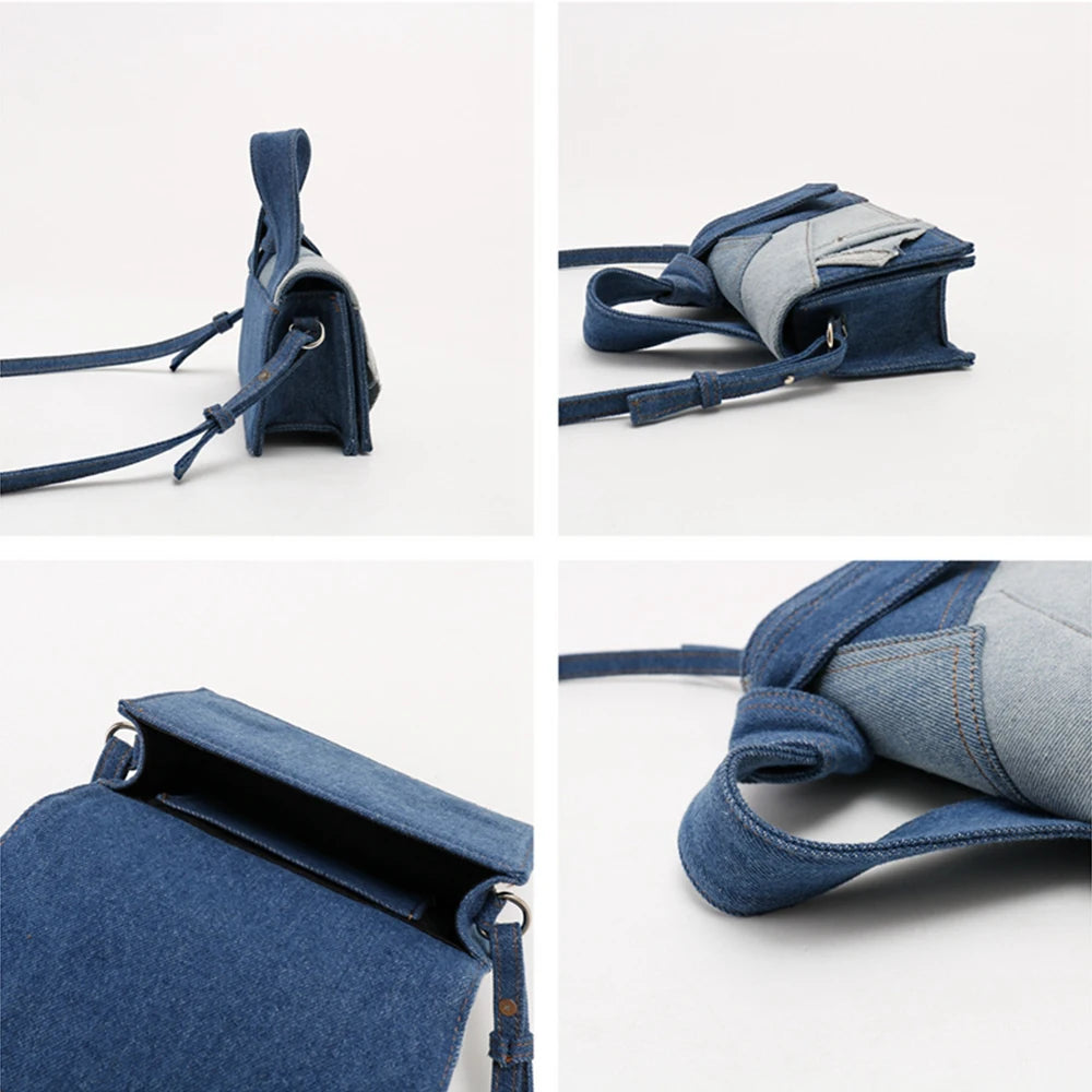 Women’s Denim Patchwork Shoulder Crossbody Bag