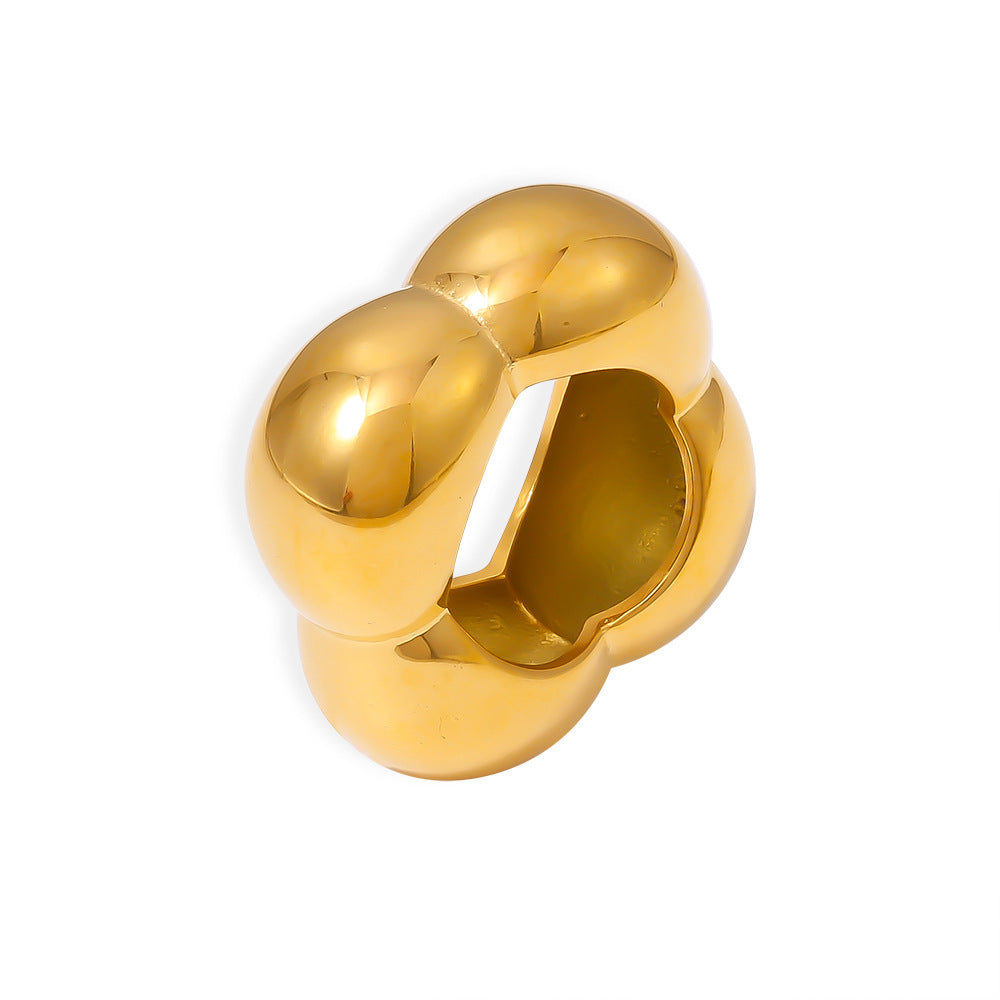 Fashionable hollow flower smooth geometric ring for women