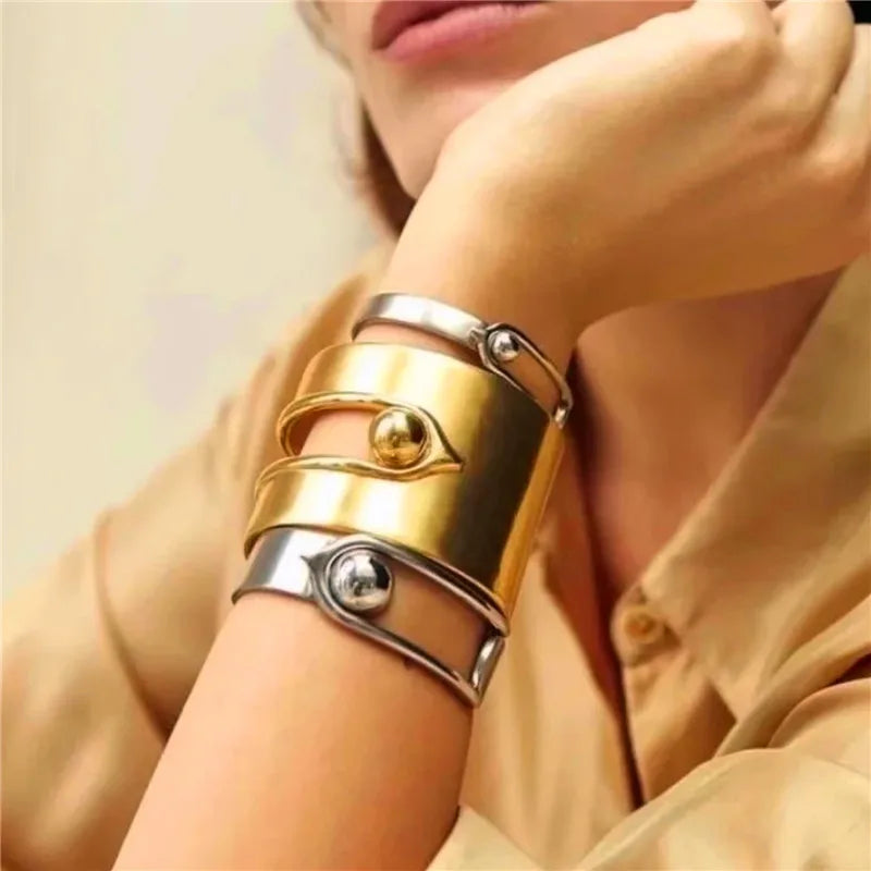 Retro Brass Gold Color Metal Bracelets Bangles for Women