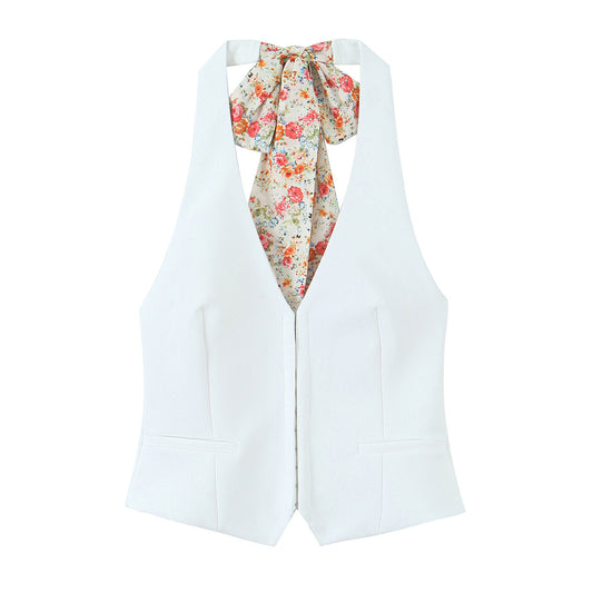 Women’s Printed Scarf Top and High Waist Shorts Set