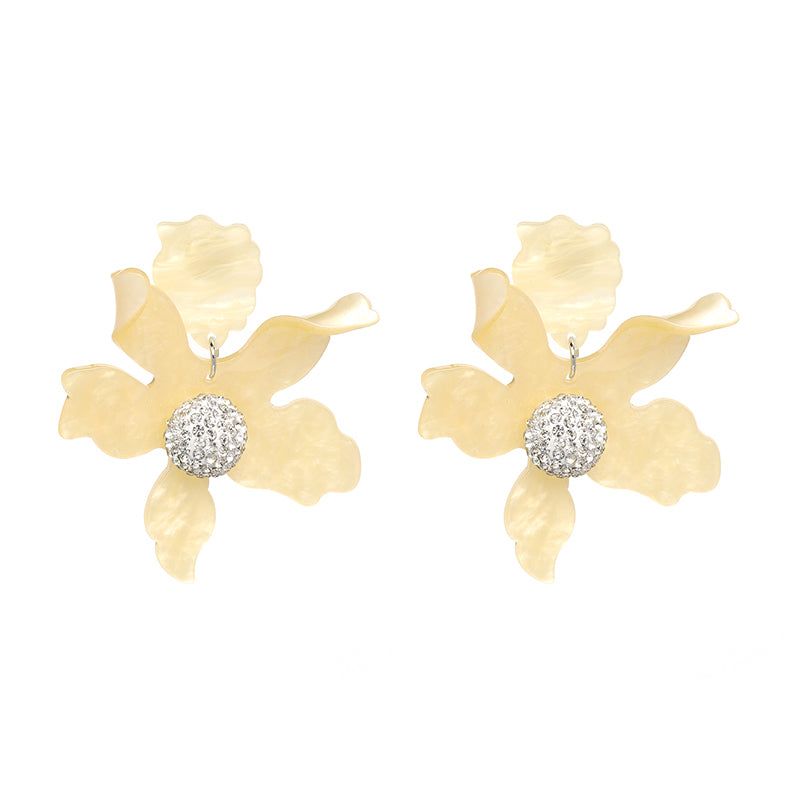 Luxury Resin Flower Statement Drop Earrings