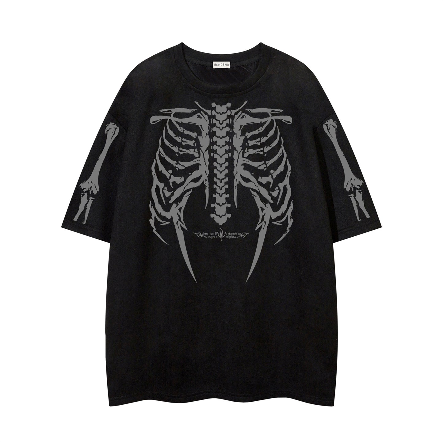 Skeleton print short sleeved T-shirt loose top