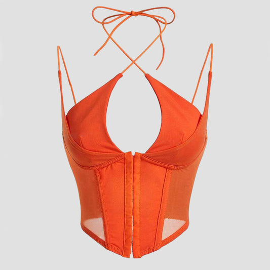 Solid Color Mesh Sheer Sexy Strapless Camisole