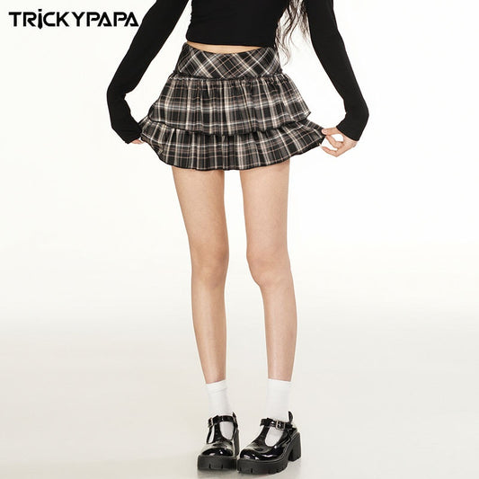 Women’s Summer Plaid Fluffy Skirt