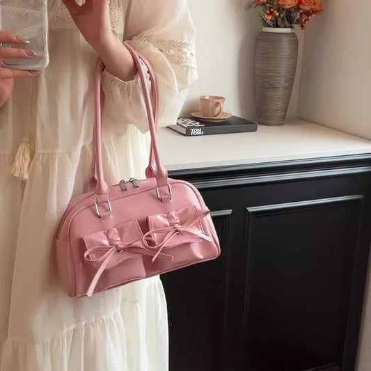 Bow Baguette Shoulder Messenger  Handbag