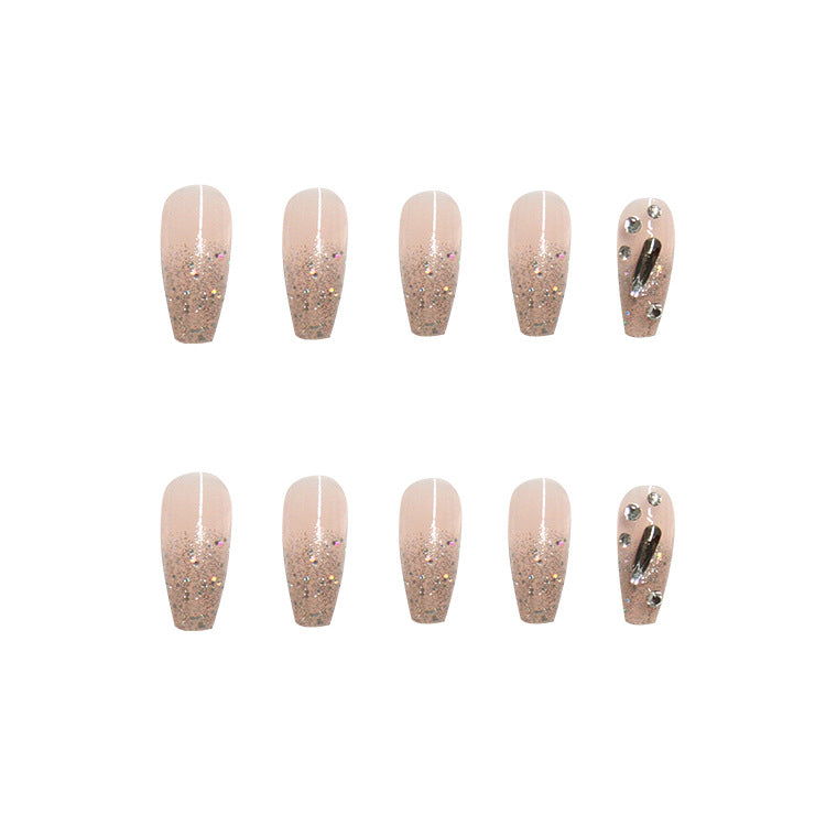 Shiny glittery diamond design Press On Nails