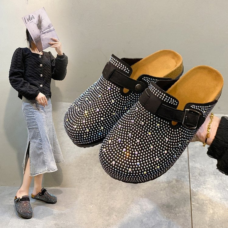 Flat Sole Rhinestone Birkenstock Sandals