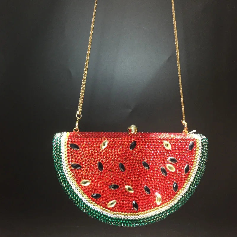 Watermelon Crystal Diamond Evening Women Rhinestone  Handbag Purse