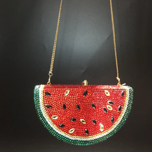 Watermelon Crystal Diamond Evening Women Rhinestone  Handbag Purse