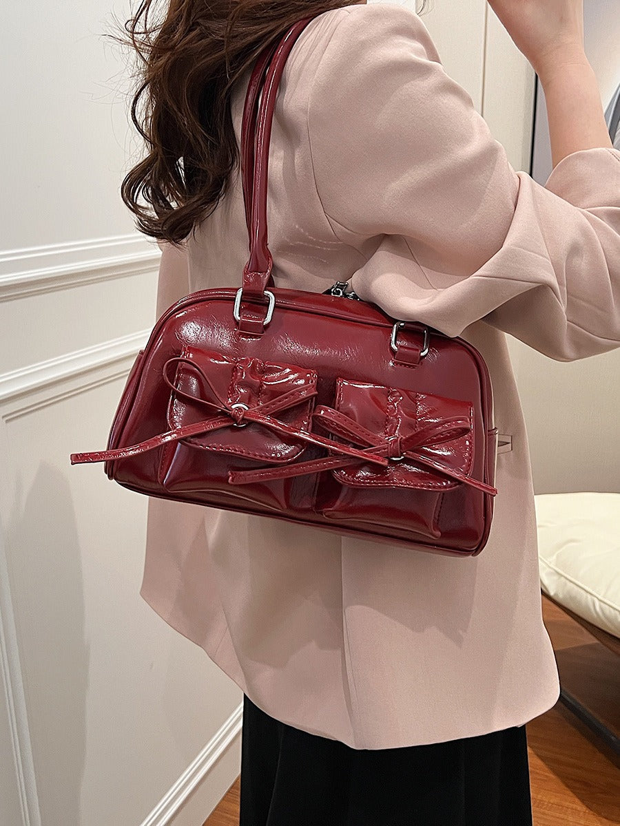 Bow Baguette Shoulder Messenger  Handbag