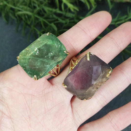Rectangular Crystal Gemstone Rings for Women