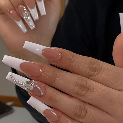 Long Wearing Nails 24 Press On Nails French Ballet Manicure
