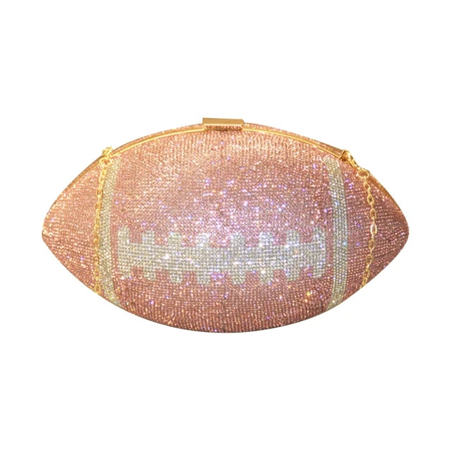 Rugby Ellipse Ball Clutch Purses for Women Evening Rhinestone Handbags