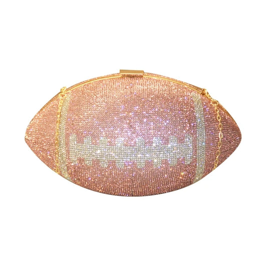Rugby Ellipse Ball Clutch Purses for Women Evening Rhinestone Handbags