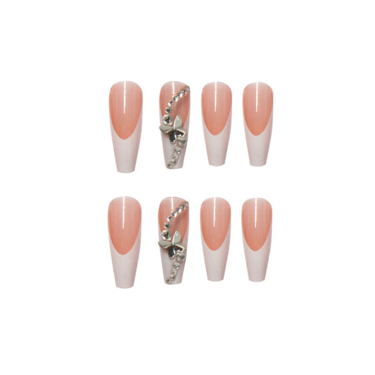 Long Wearing Nails 24 Press On Nails French Ballet Manicure