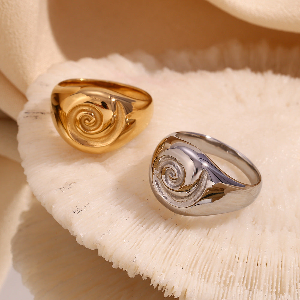 Fashion retro jewelry round face vortex ring for women