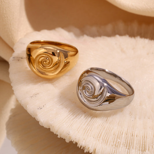 Fashion retro jewelry round face vortex ring for women