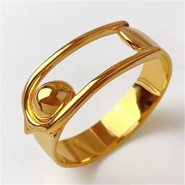 Retro Brass Gold Color Metal Bracelets Geometric Buckle Bangles for Women Jewelry European American Luxury Accessories Gifts