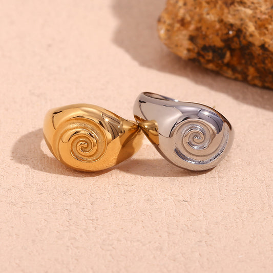 Fashion retro jewelry round face vortex ring for women