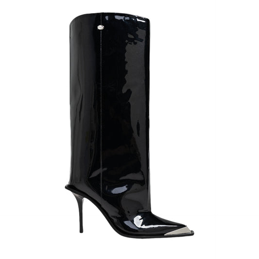 Women's large straight leg boots square toe high-heeled boots
