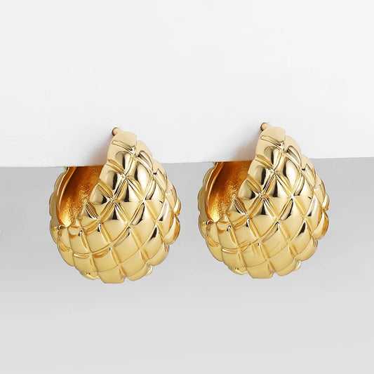 Creative Pineapple Shape Hoop Earrings Gold Plated