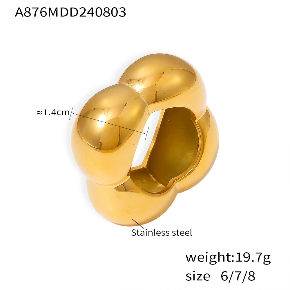Fashionable hollow flower smooth geometric ring for women