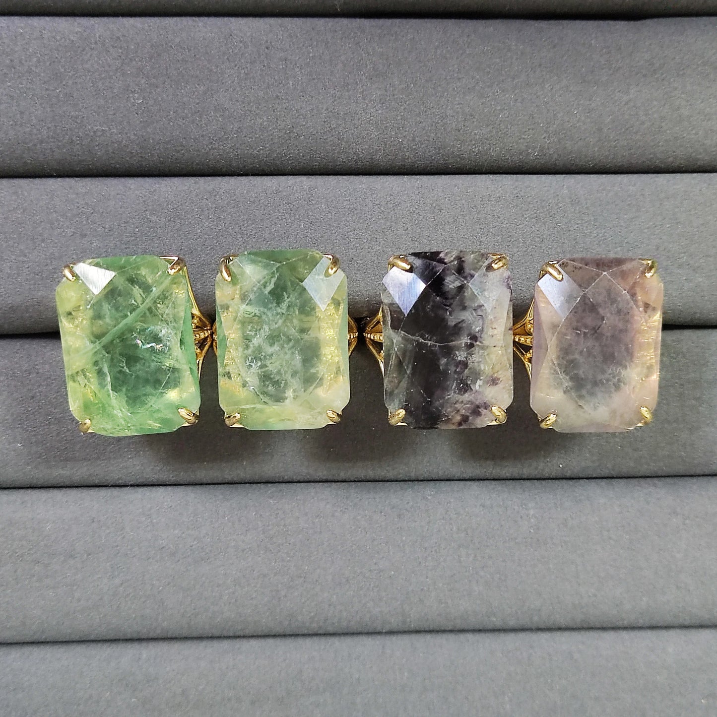 Rectangular Crystal Gemstone Rings for Women