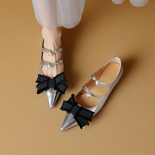 Women's new style shoes with pointed toe bows