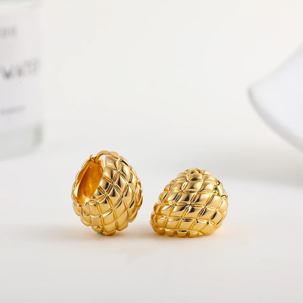 Creative Pineapple Shape Hoop Earrings Gold Plated
