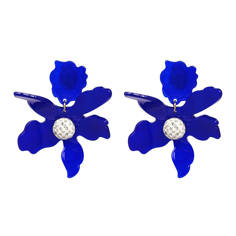 Luxury Resin Flower Statement Drop Earrings