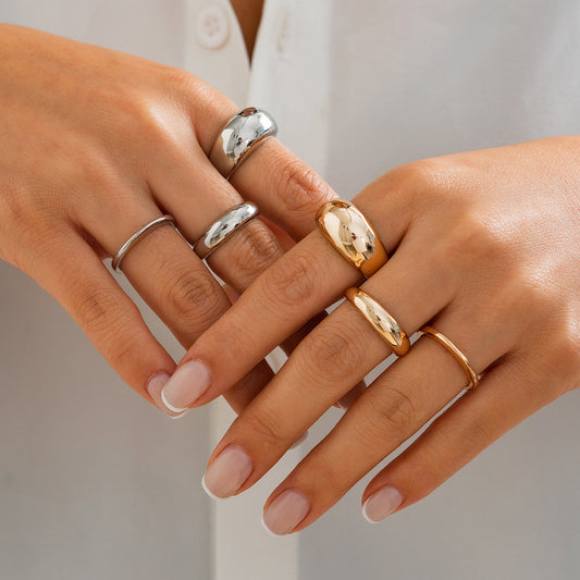 Fashion alloy rings 3-piece set with smooth ring set