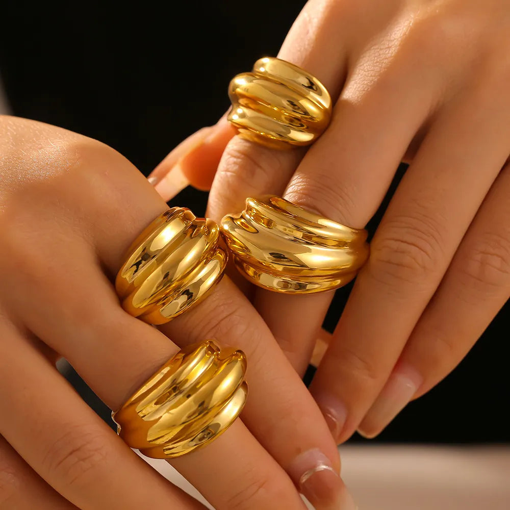 18K Gold-Plated Titanium Steel Open Ring Set