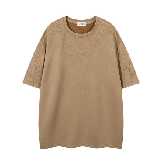 Embroidered short sleeved T-shirt top
