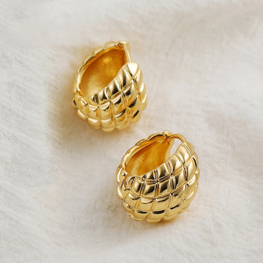 Creative Pineapple Shape Hoop Earrings Gold Plated