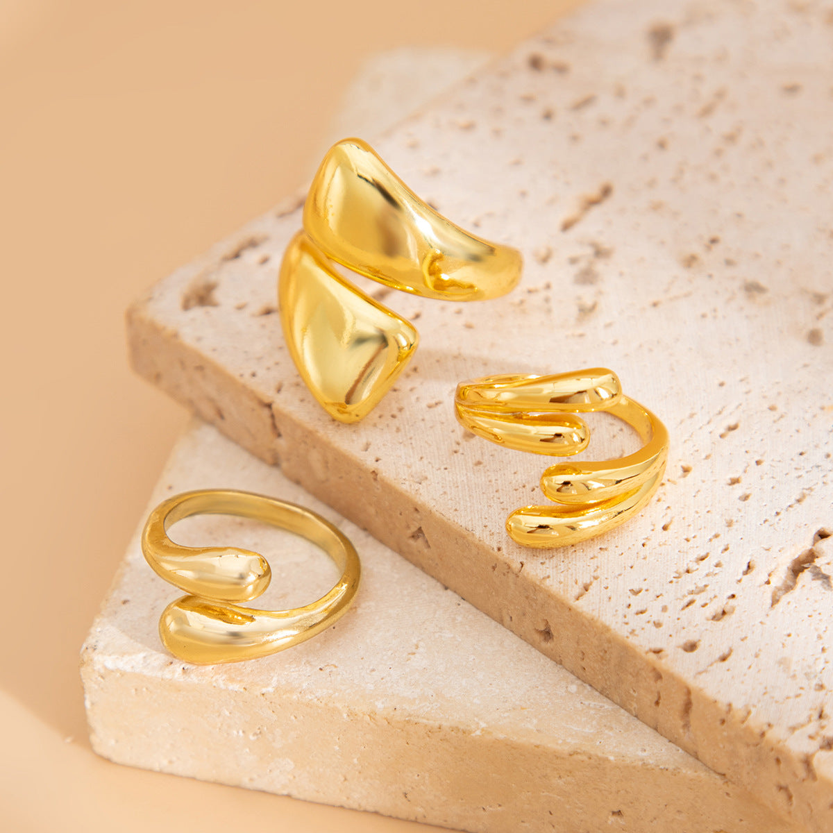 Ins style O-shaped smooth ring set versatile new style