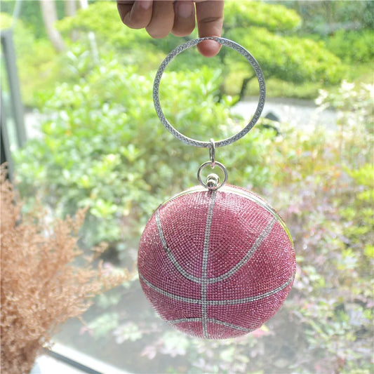 Luxury basketball clutch purse evening Crystal rhinestone shoulder bag
