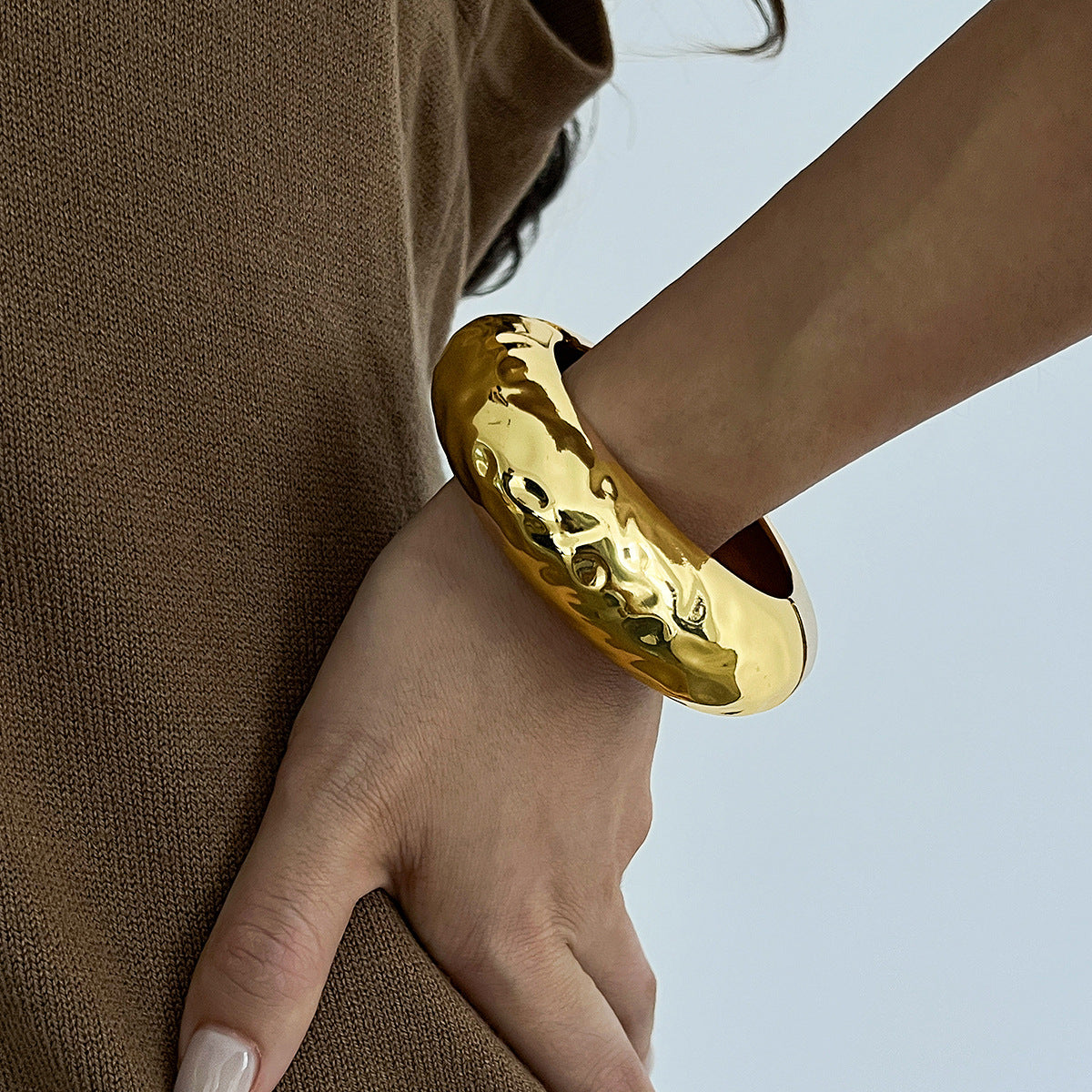 Fashionable round wide grain spring bracelet, alloy Bracelet