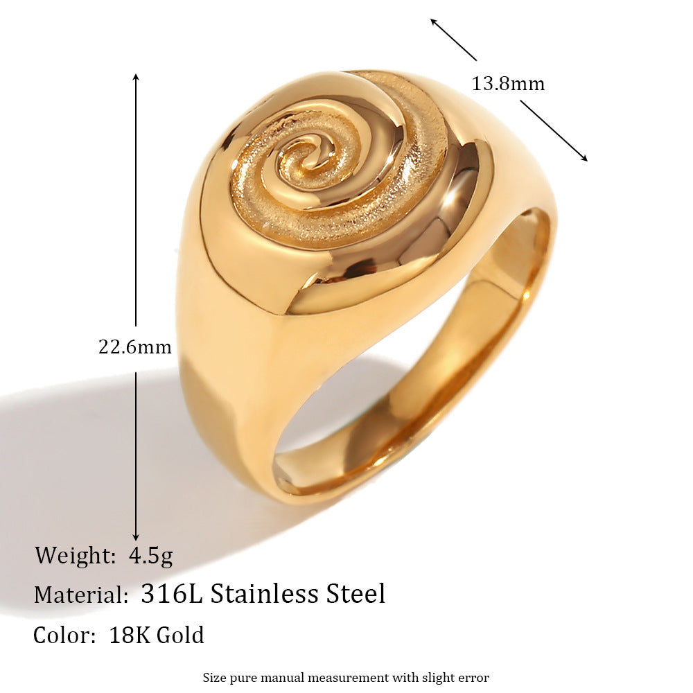 Fashion retro jewelry round face vortex ring for women